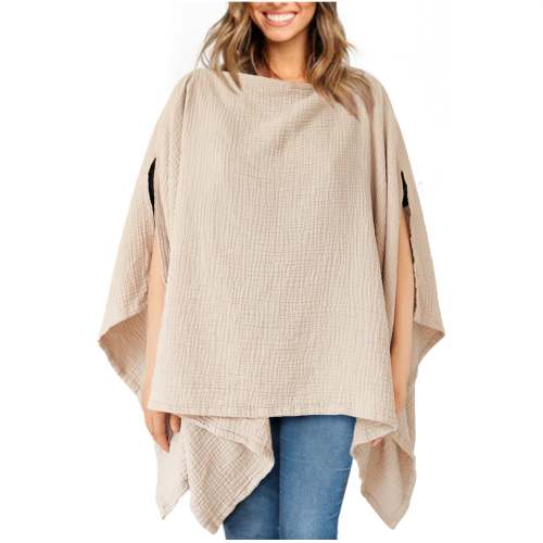 Konssy Muslin Nursing Cover for Women, 360° Full Privacy Poncho 100% Soft Cotton Breastfeeding Cover, Lightweight, Breathable, Multi-Use Car Seat Canopy