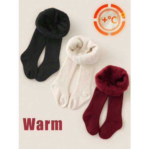 3pcs/Pack Girls/Toddlers Classic Simple Casual Thermal Lined Thick Warm Tights, Skin-Friendly Soft Fashionable Versatile Leggings Suitable For Autumn/Winter Daily Wear Or Holiday Gifts | SHEIN USA