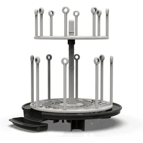 The First Years Spin Stack Bottle Drying Rack — Black — 2-Tier Rotating Countertop Drying Rack for Up to 16 Bottles — Baby Essentials for Everyday Use