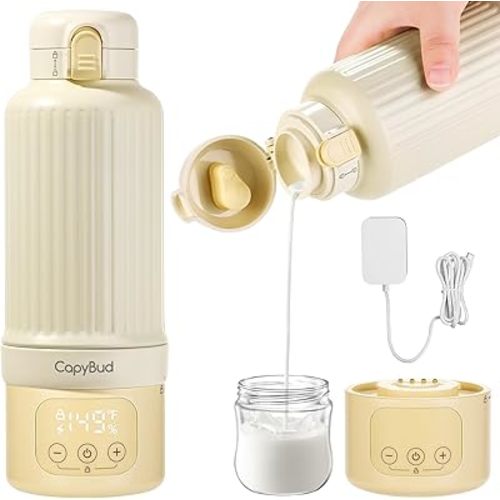 Portable Bottle Warmer for Travel, 17Oz Detachable Milk Warmer On The Go - Fast Heating, Built-in Sterilizer, 48H Keep Warm, Precise Temp Control, Portable Bottle Warmer for Breastmilk & Water