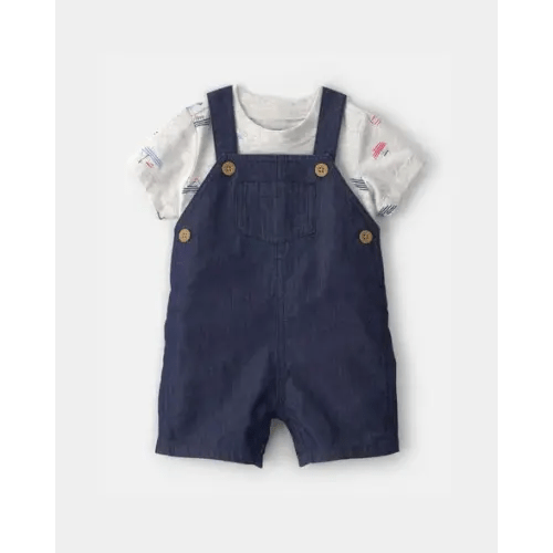 Baby Boy 2-Piece Boat Romper Set - Blue/Grey | Carter's