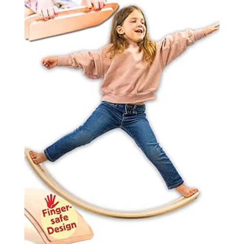 Wooden Balance Board Kids - 37 inch Finger Safe Wobble Board for Kids, Wood Balance Board Toddler, Balance Board for Kids, Kids Balance Board, Toddler Balance Board, Kids Wobble Board