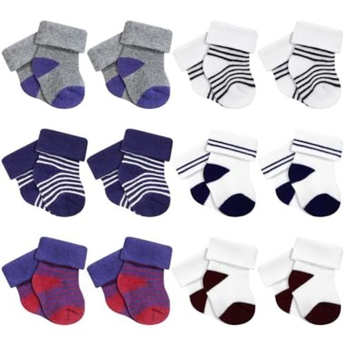 10 Pairs Preemie Baby Terry Cotton Turn Cuff Socks for Newborn Girls Boys - Nicu