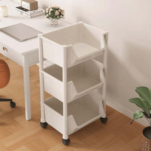 Miogawg 3 Tier Rolling Cart Organizer, Plastic Rolling Cart With Wheels, Mobile Storage Shelf, Multi-Functional Utility Cart Storage Cart For Nursery, Kitchen, Bathroom, Office