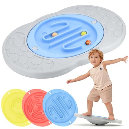 Kids Maze Balance Board, 2-in-1 Wobble Sensory Training Toy, Ages 3-12 | 9 Challenge Levels with Maze Ball, Non-Slip Base, Toddlers Wobble Board for Autism & ADHD, Core Strength, Indoor Active Play