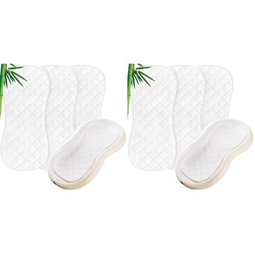 Moonsea Quilted Thicker Changing Pad Liner 6 Pack Waterproof, Fit for Changing Table Liners are Warm On a Baby's Back Non-Slip Design Reusable Pads Machine Washable, White