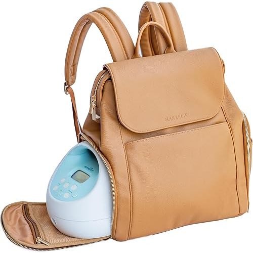 Vegan Leather Breast Pump Bag with prep mat | Compatible with Spectra S1 S2 | Pump Bag with cooler | Pumping bags for work | Wearable breast pump bag | Multipurpose Breast pump backpack
