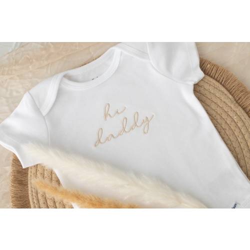 Embroidered Hi Daddy Onesie® or Tshirt Embroidered Gifts for Newborn, Cute Infant Baby Outfit Pregnancy Announcement Bodysuit Husband, HDT