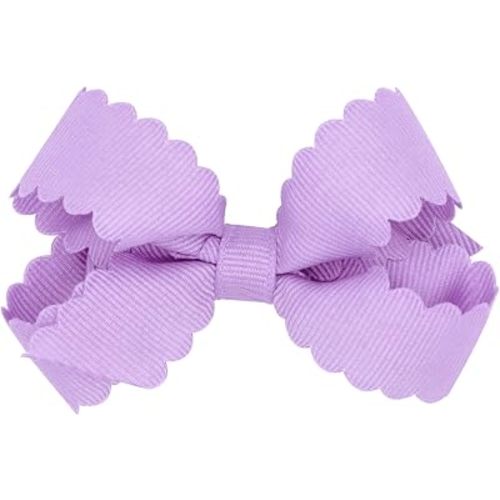 Wee Ones Girls' Classic Grosgrain Hair Bow with Scalloped Edges, No-Slip Hair Clip, Handmade, Light Orchid, Mini