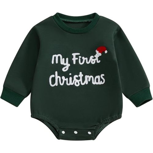 My First Christmas Baby Boy Girl Outfit Newborn Long Sleeve Romper Onesie Toddler Infant Winter Clothes
