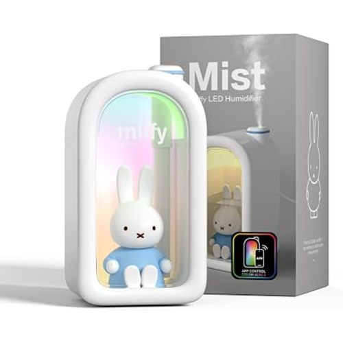 Mipow X Miffy Cool Mist Humidifier - Ultrasonic Quiet Humidifier, Mini Cute Humidifier with Night Light, 380ml for Bedroom, App-Controlled RGB Light (2.0 Plus-Version) - Blue