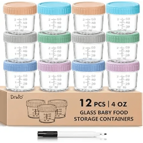 12 pcs Baby Food Storage Containers 4 Oz Small Glass Jars with Lids