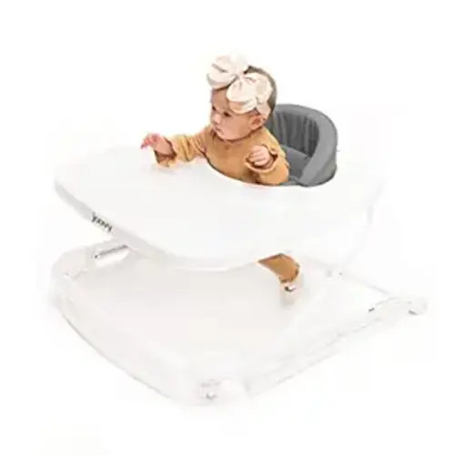 Joovy Spoon Baby Walker & Activity Center Featuring Three Adjustable Heights, Extra-Large Tray, and 30 lb Weight Capacity - JPMA Safety Certified, Charcoal