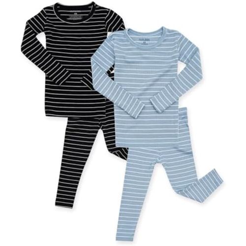 AVAUMA Stripe Pattern Baby Boys Girls Pajama Set Kids Toddler Snug fit Ribbed Sleepwear pjs for Daily Life Style