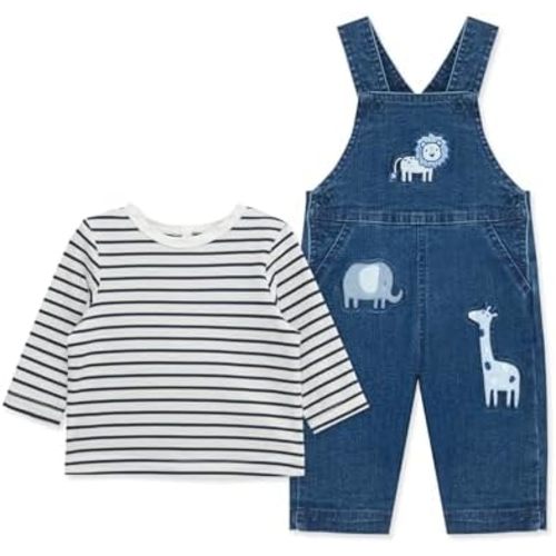 Little Me Essentials for Baby Girls and Boys Woven Jumpers and Coverall Overalls Set, Newborn to 24 Months