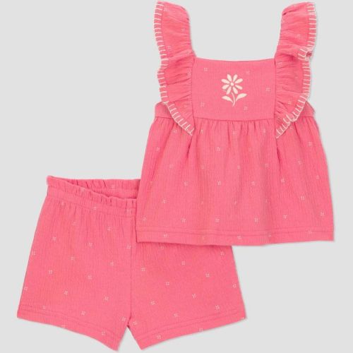 Carter's Just One You® Baby Girls' 2pc Rose Tank Top and Shorts Set - Rose Pink 3M