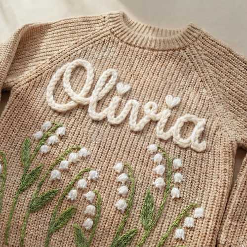 Baby Name Sweater: Embroidered Newborn Sweater, Toddler girl gift, Personalized kids jumper