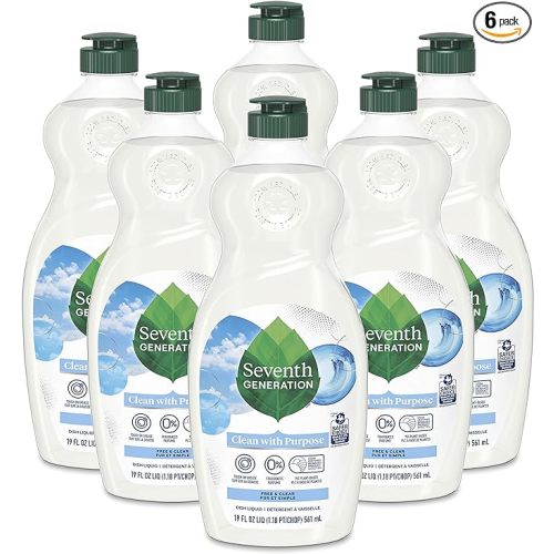 Seventh Generation Dish Soap Liquid, Fragrance Free, 19 oz, Pack of 6