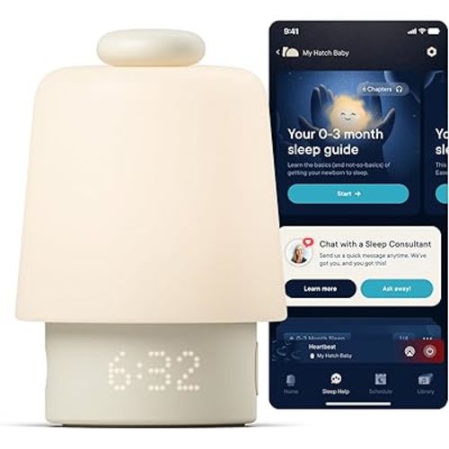 Hatch Baby Sleep Support, Sound Machine, Night Light | Registry Essential, Routine Builder, Time-to-Rise Alarm Clock, White Noise, Nursery Stories, Toddler Kids Bedroom (Wi-Fi), Putty
