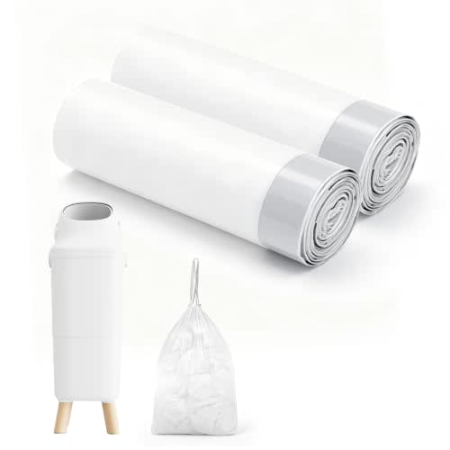 Diaper Pail Refill Bags Compatible with Momcozy, 8 Gallon Trash Bag, 50PCS | Diaper Pair Bags Come with Drawstrings, Made of HDPE Material, Sturdy, Durable, Easy to Use, Large Capacity, for Use at Home