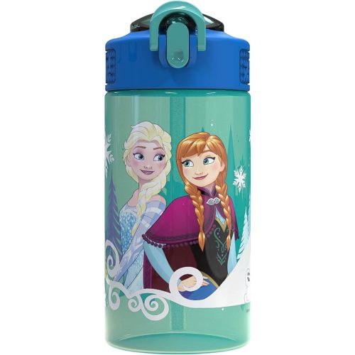 Zak Designs Disney Frozen 16oz Leak-Proof Straw Kids Water Bottle, Plastic