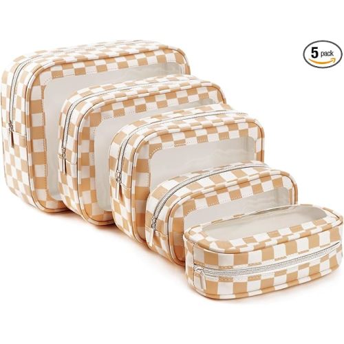 5PCS Diaper Bag Organizer Pouch Set, TSA Approved Toiletry Bag, Clear Waterproof TPU Makeup Bag Set Travel Organizer Bags for Women and Kids