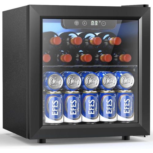 ZAFRO 12 Bottle Cabinet Beverage Refrigerator Mini Fridge Low Noise Clear Glass Door Counter Top Cellar for Beer Soda Bar 1.3 cu.ft Black