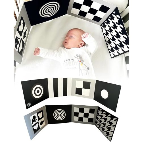 Samuel Sensory Board for Babies - Supersized Black and White Baby Cards for Developmental Newborn Tummy Time Toys - 100cm Newborn Black & White Toys for 0-3 Months & Older - Thick Stand Up Board No. 1