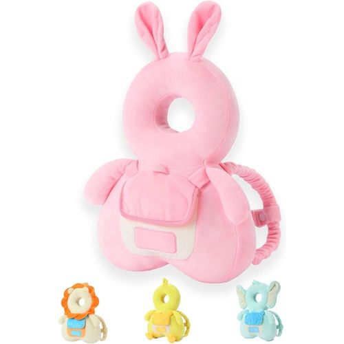 JunNeng Baby Head Protector Backpack with Squeaker，Toddler Head Safety Protection Cushion, Pink Bunny