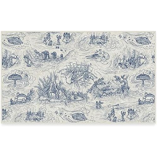 RUGGABLE x Star Wars Machine Washable Area Rug – Empire Strikes Back Toile Blue 3x5, Stain-Resistant, Non-Slip – Small Rugs for Living Room, Bedroom, Hallway, Entryway & Office–with Standard Pad