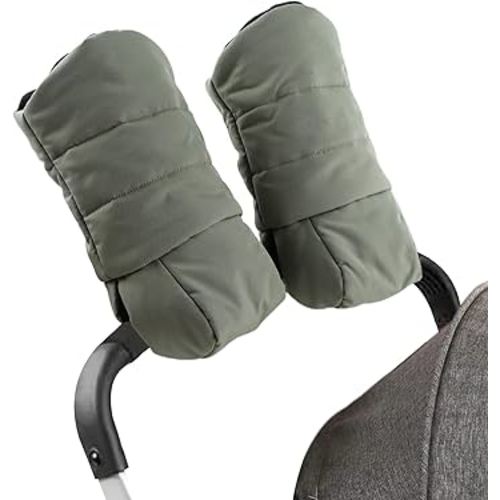 Zsedrut Stroller Gloves Universal Winter Anti-Freeze Stroller Mittens Water Repellent Hand Warmer Muff Fleece Lined,Winter Stroller Accessories (Army Green)