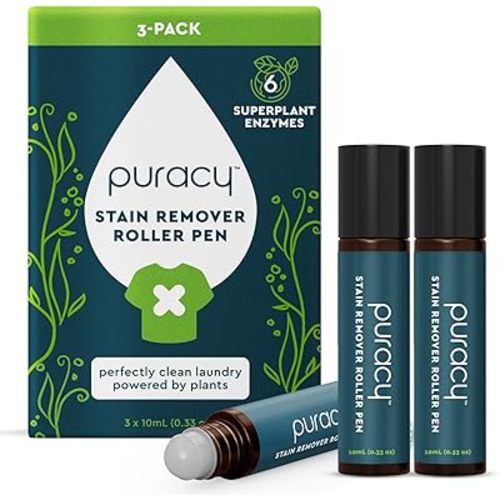 Puracy Stain Remover Pen, Natural Based Travel and Laundry Stain Cleaner for Clothes, Baby Essentials, Kids Stains, Oil and Fabric Spot Cleaner, Unscented (Stain Remover Pen, 0.33 oz, 3 pack)