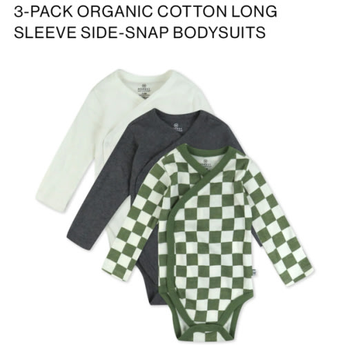 3-Pack Organic Cotton Long Sleeve Side-Snap Bodysuits | Honest Baby Clothing