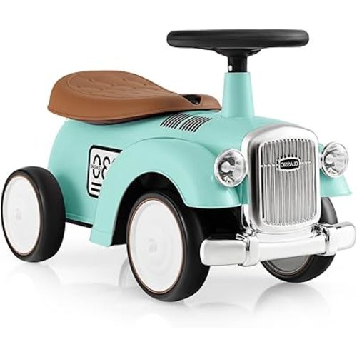 OLAKIDS Ride On Push Car, Toddler Foot-to-Floor Sliding Toy with Steering Wheel, Horn, Under Seat Storage, Kids Racer Walking Gift for Boys Girls (Green)