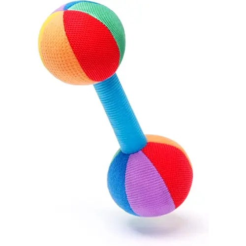 Jollybaby Soft Plush Stuffed Baby Dumbbell Rattle Toys for 0-3-6 Months Newborn, High Contrast Colorful Sensory Rattles Weights Toys for Infant Baby 0-3 Months, Funny Baby Boy Girls Shower Gifts