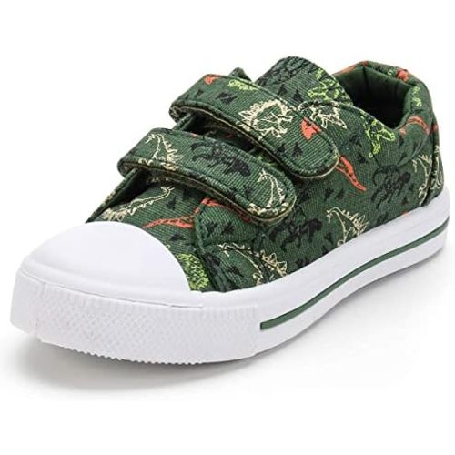 K KomForme Toddler Boys & Girls Shoes Kids Canvas Sneakers with Cartoon Dual Hook and Loops