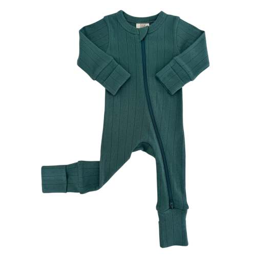 Pine / Organic Pointelle 2-Way Zip Romper