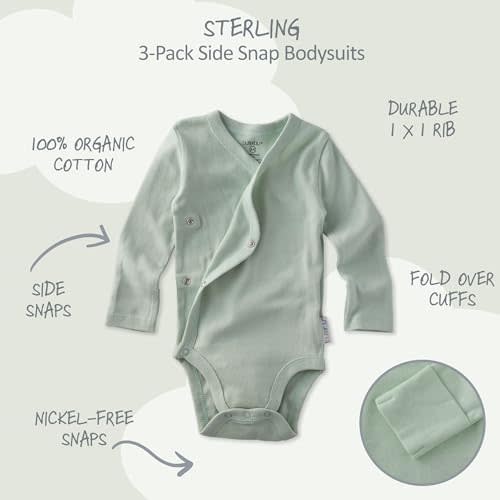 Butterblu Sterling 3-Pack Side Snap Long Sleeve Bodysuits 100% Cotton