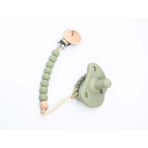 Kolio Chic Pacifiers, Silicone, Unisex, BPA-Free, Pacifier Clips, Green, 0-18 Months