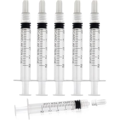 2.5ml Luer Lock Syringe without Needle - 2.5cc Plastic Syringes, Pack of 30