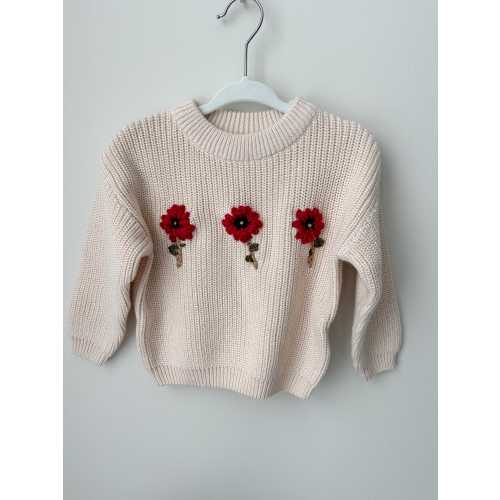 Poppy Sweaters ~ Custom Hand-Embroidered Chunky Knit Baby Toddler Personalized Sweaters