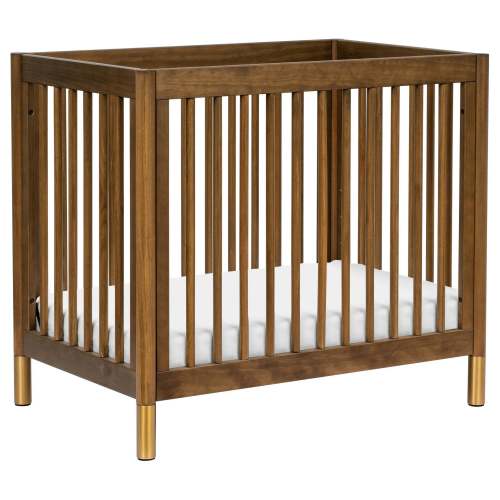 Gelato 4-in-1 Convertible Mini Crib - Natural Walnut Finish/Gold Feet