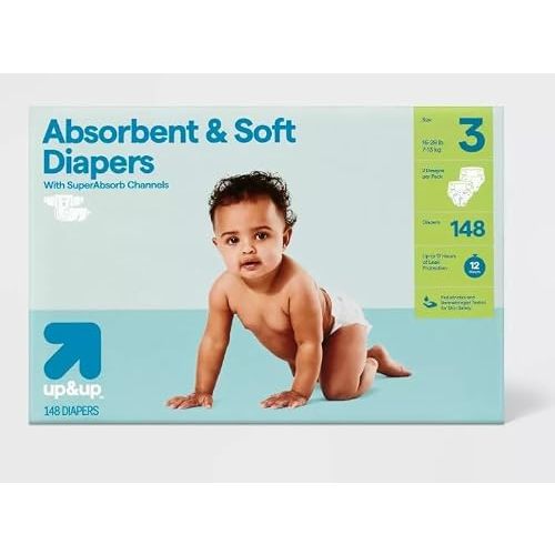 Disposable Diapers - (Size N - 162ct) up&up (Size-3, 148.0, Count)