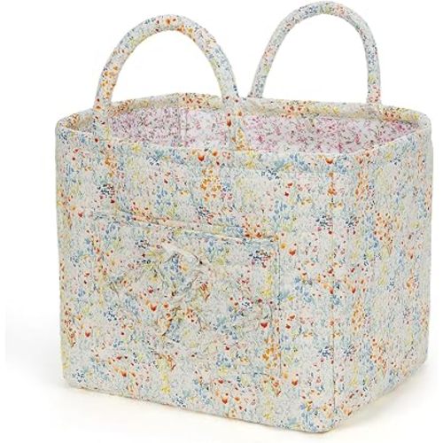 Floral Fabric Storage Basket Car Interior Storage Basket Underwear Sundries Laundry Baskets Supplies Home Organizer Bag (style 1)