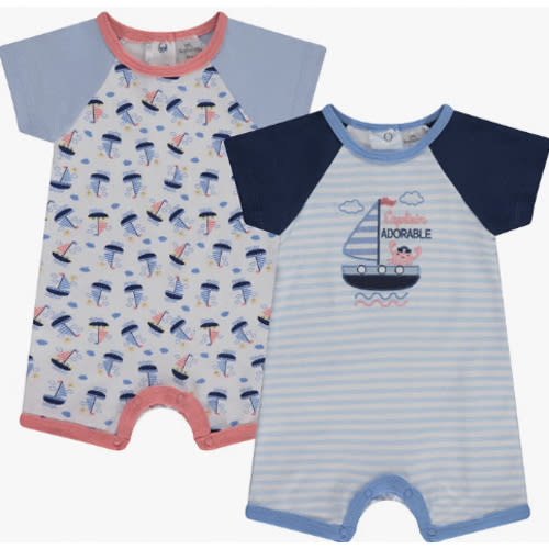 Cudlie 2-Pack Baby Boy Rompers – Soft Cotton, Everyday Comfort