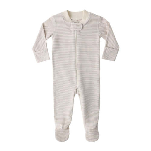 Quincy Mae Oat Microstripe Zip Longsleeve Sleeper Footie