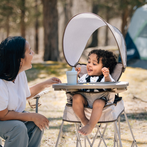 Go With Me Uplift Deluxe Portable High Chair With Canopy - Sandstone