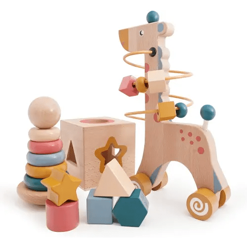 3-in-1 Wooden Montessori Toys for 1+ Year Old - Wooden Toys for Toddlers 1-3 - Learning Toys for 1 + Year Old - Wooden Baby Toys - Montessori Toys for 2 Year Old