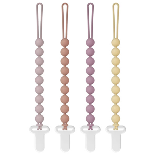 Pacifier Clips Silicone, 4-Pack Pacifier Holder Clip with Stylish Round Design, 100% Food Grade Silicone, Safe Essentials for Newborns Baby Boys and Girls