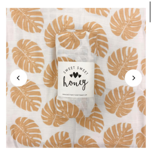 Nude Monstera Bamboo Swaddle Blanket